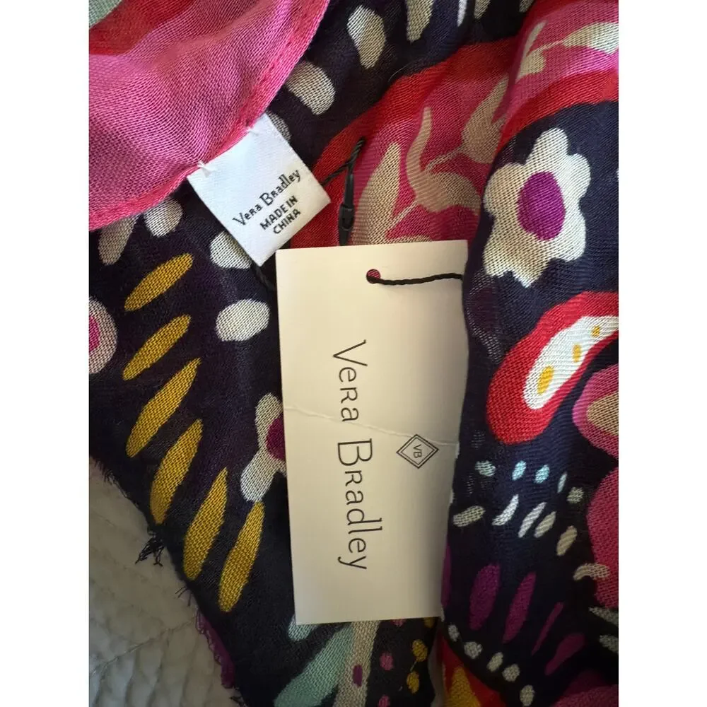 Vera Bradley NWT Lightweight Floral Oblong Scarf Pink Purple